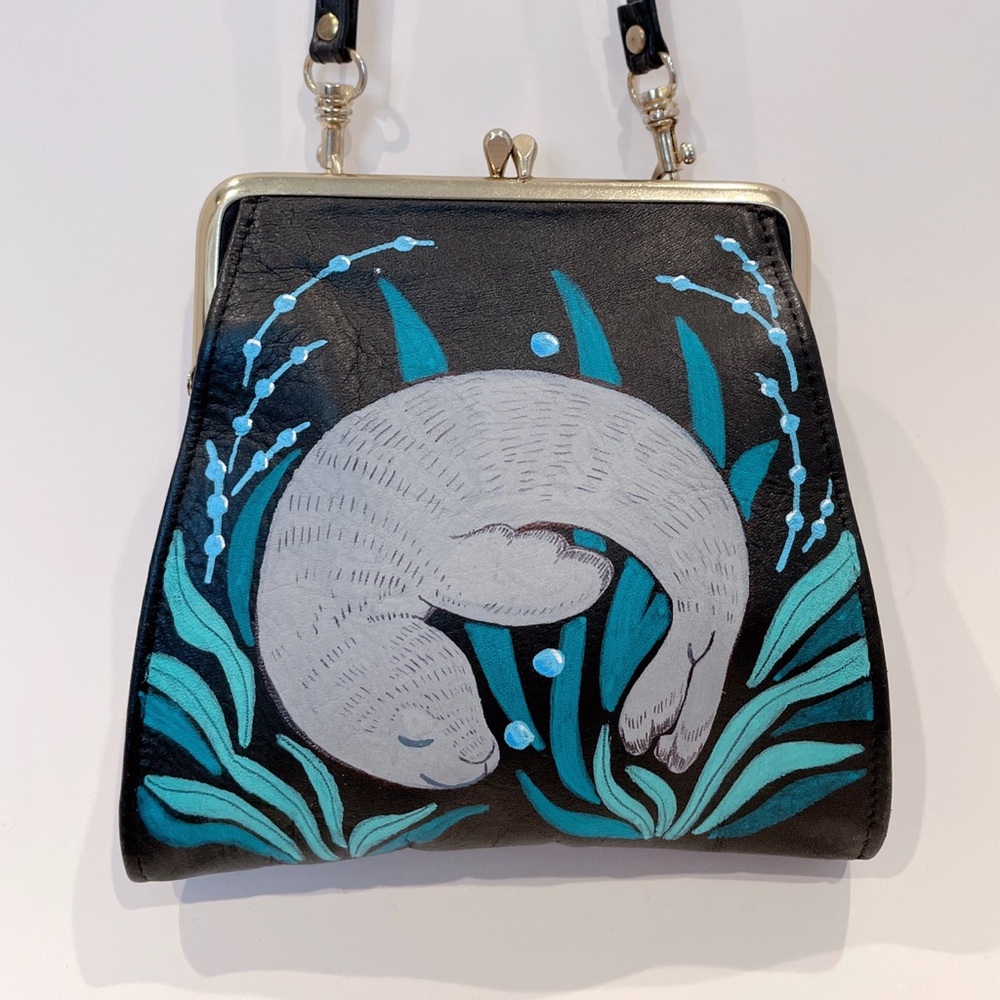 Vintage Black and Teal Artistic Mini Bag